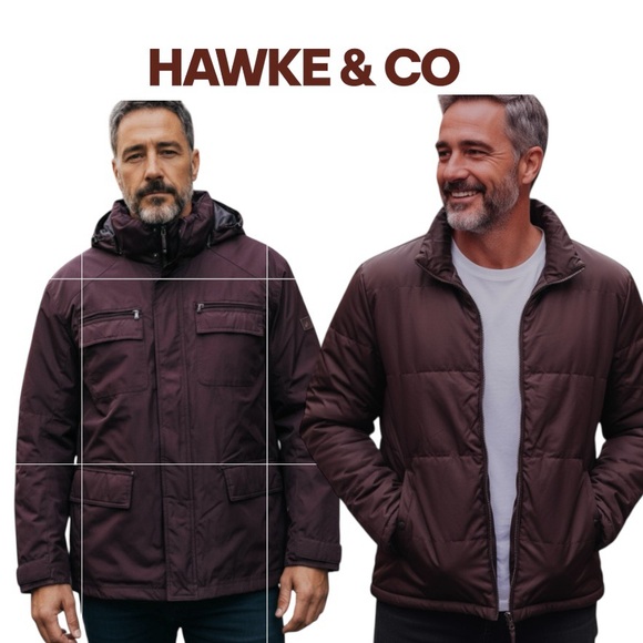 Hawke & Co Outfitters Men’s Coat Brown Double Jacket Puffy & Windbreaker L NWOT